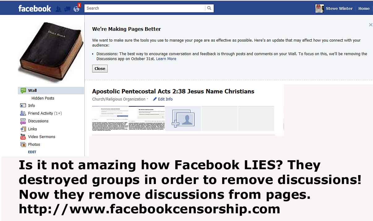Facebook censorship documented at http://www.facebookcensorship.com